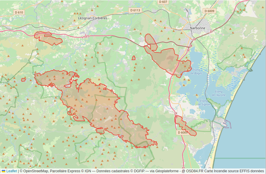 Carte interactive incendies 2025